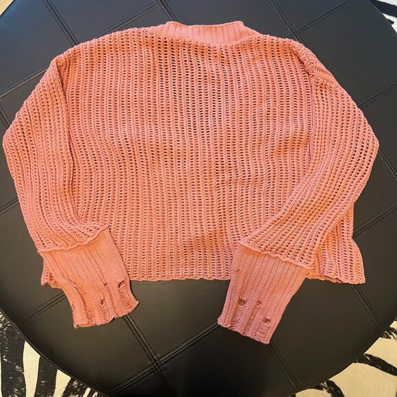 Urban outfitters cropped distressed cardi sweater terracotta color size XS - Picture 3 of 5